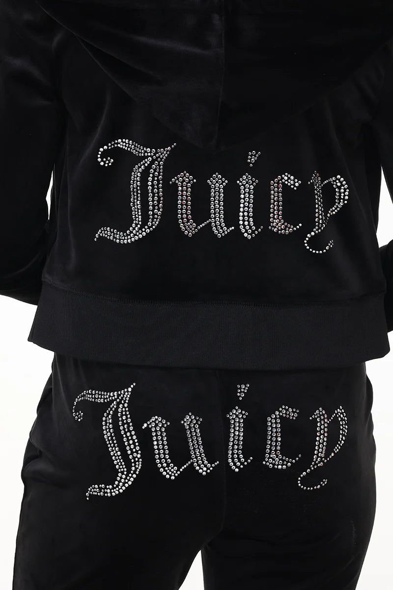 Juicy Couture - OG Big Bling Velour Hoodie: Liquorice