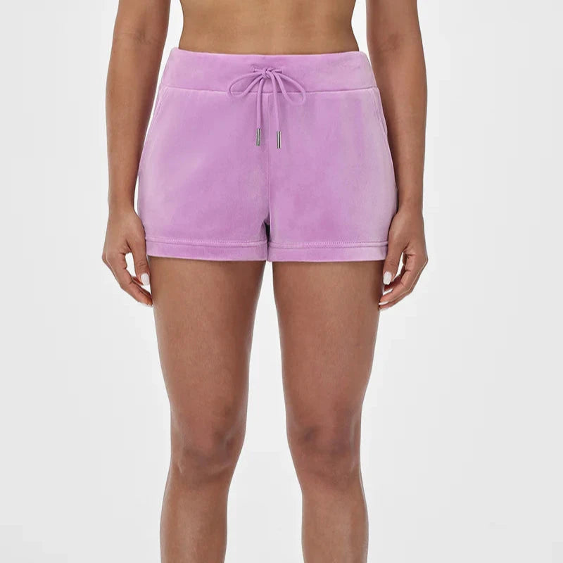 Juicy Couture - Big Bling Velour Track Shorts : Violet Tulle