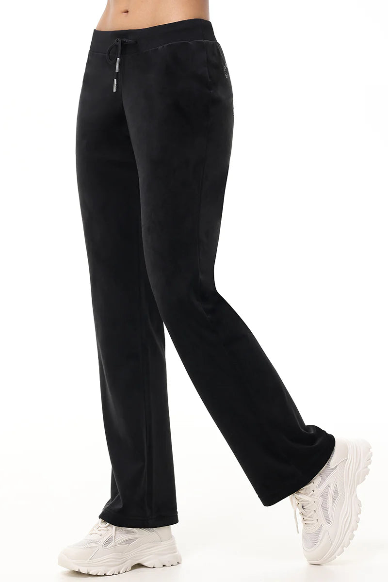 Juicy Couture - Big Bling Luxe Velour Track Pants : Liquorice