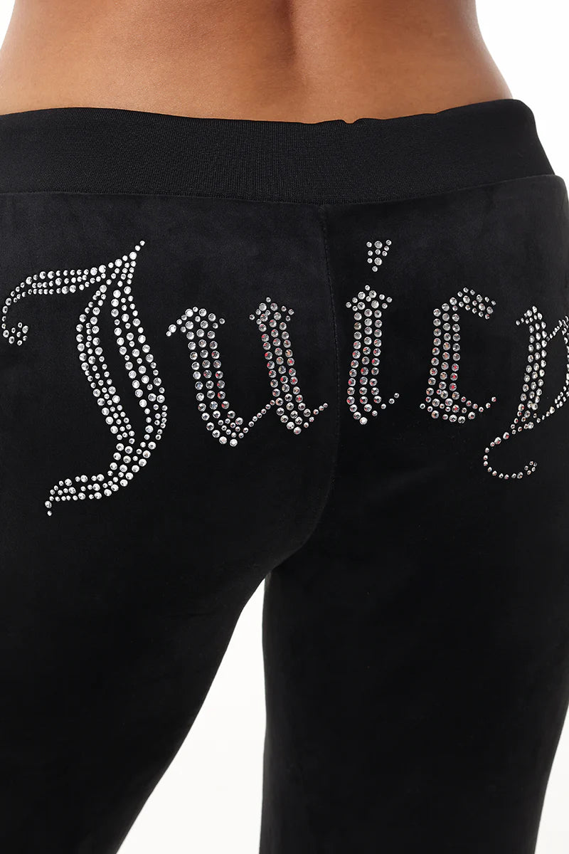 Juicy Couture - Big Bling Luxe Velour Track Pants : Liquorice
