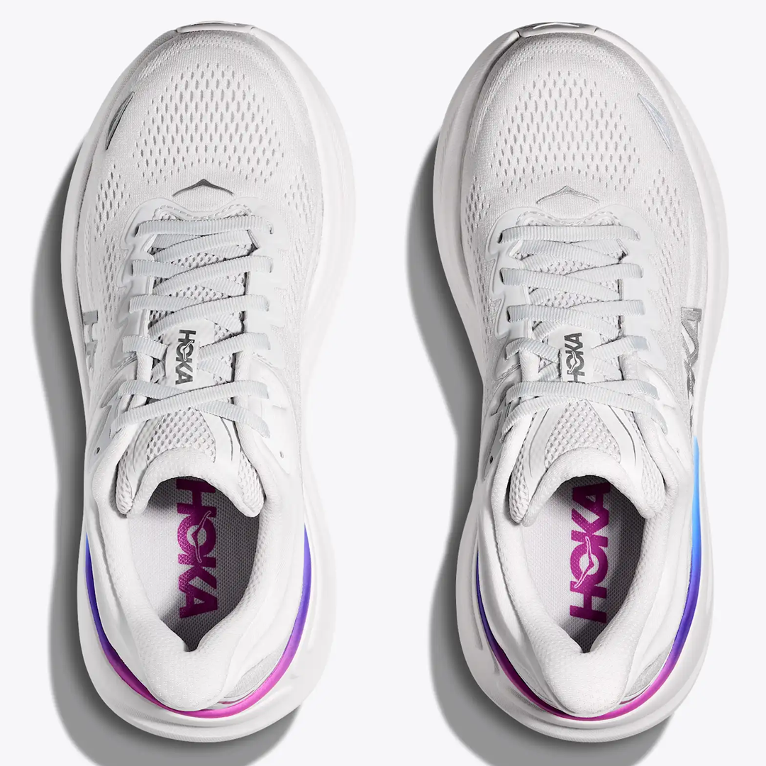 Hoka One One Bondi 9 Cosmic Grey White Mesh Women's