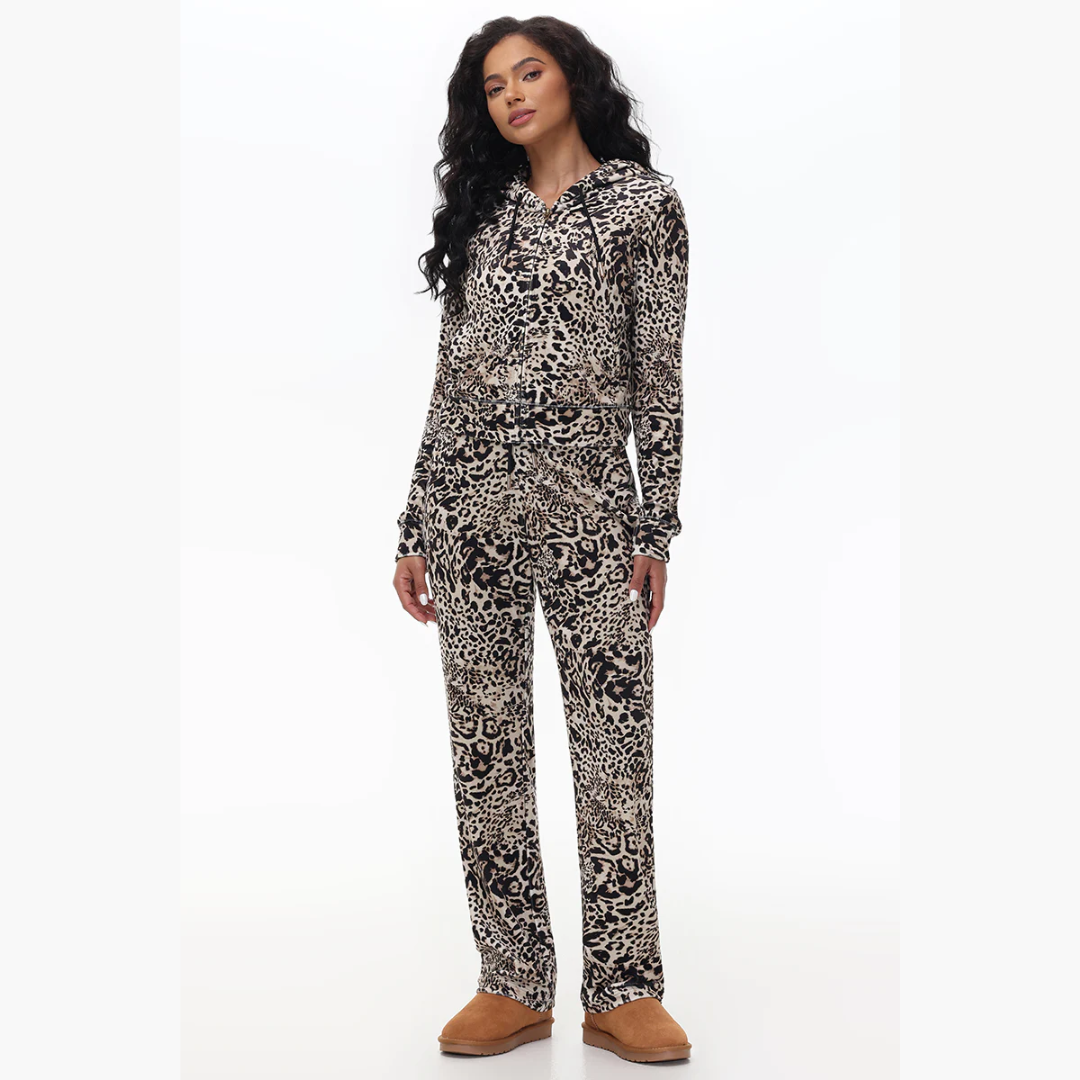 Juicy Couture - Animal Print Small Bling Velour Track Pants