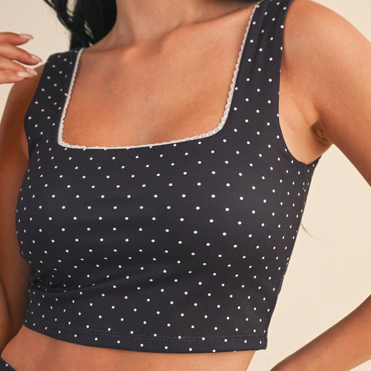Jamie Polka Dot Tank: Black