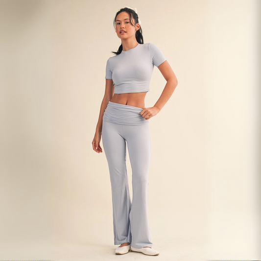 Lydia Soft Knit Tee: Powder