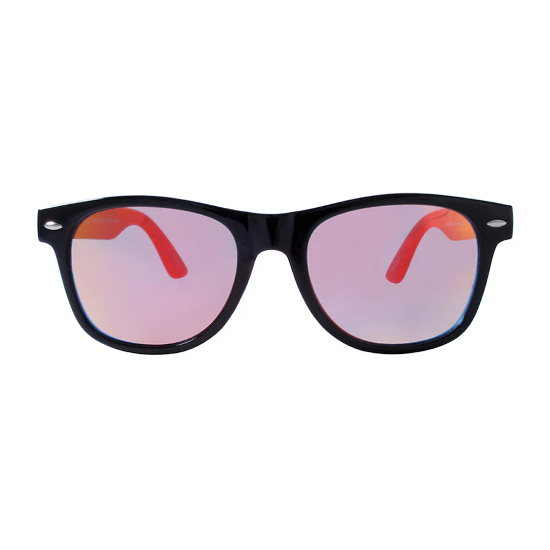 Nostalgic - Gloss Black Front + Red Temple / Smoke + Red Mirror