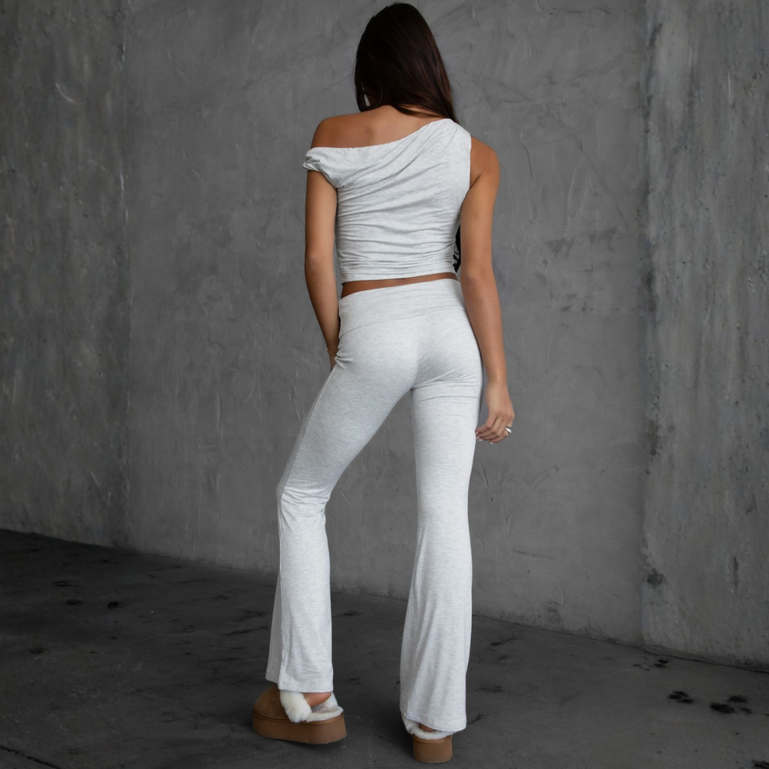 The Off Duty Foldover Pant: Heather Grey