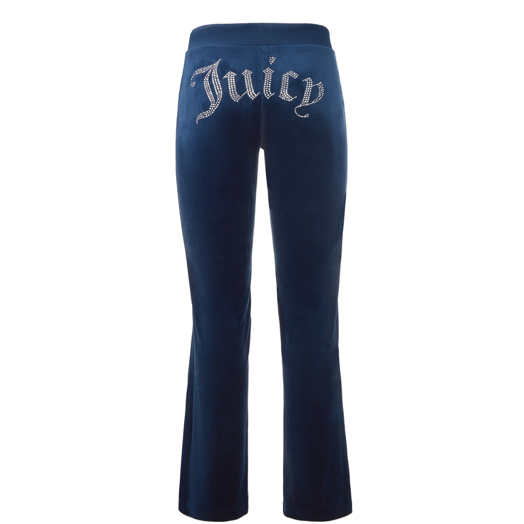 Juicy Couture - OG Big Bling Velour Track Pants: Royal Blue
