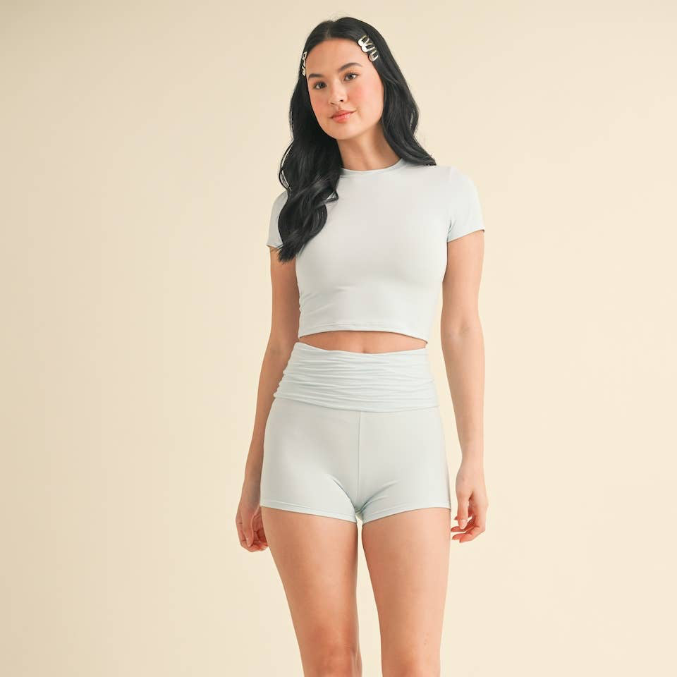 Lydia Soft Knit Tee: Sky Blue