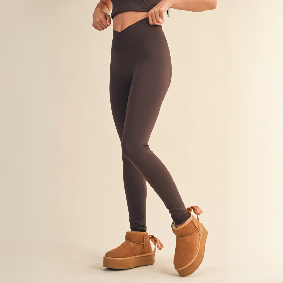 Fabi Crossover Legging: Chocolate
