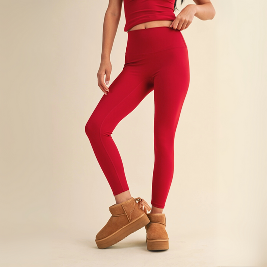 Ava High-Rise Leggings: Cherry