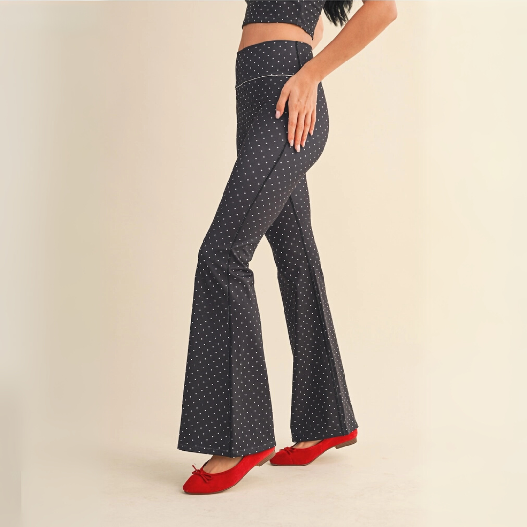 Jalen Polka Dot Yoga Pants: Black