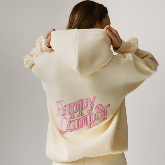 Happy Camp3r - Light Yellow Appliqué Hoodie