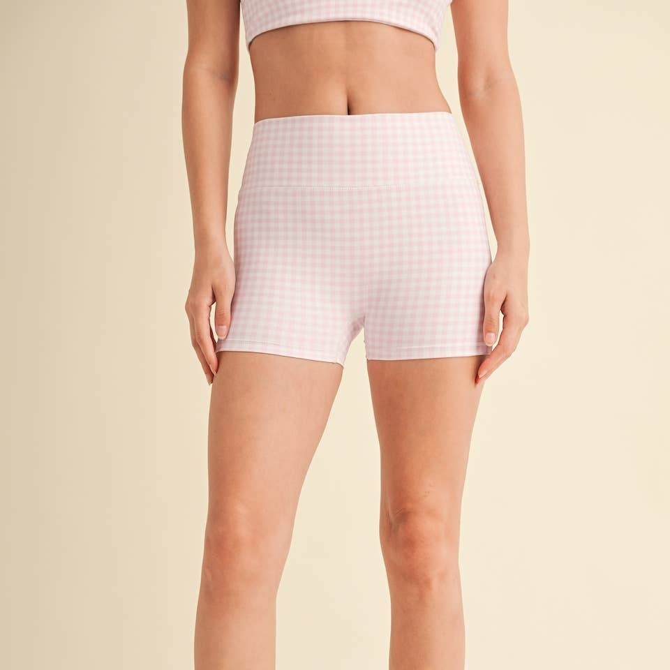 Aaliyah Biiker Shorts: Pink Gingham