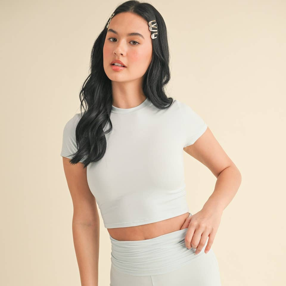 Lydia Soft Knit Tee: Sky Blue