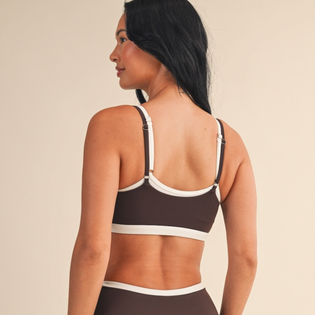 Stacy Layered Sports Bra: Chocolate