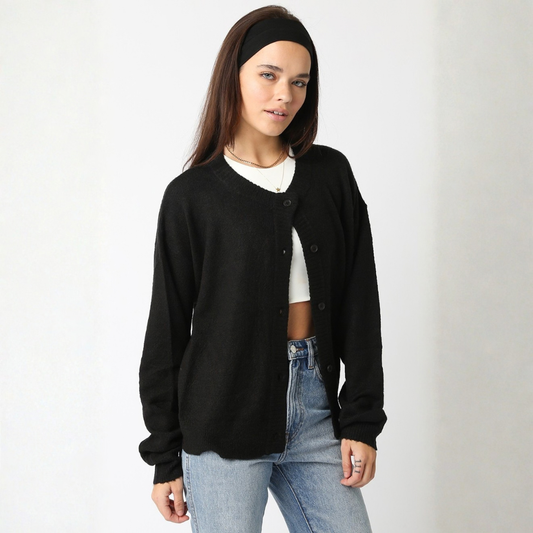 Gillian Black Oversized Knit Cardigan