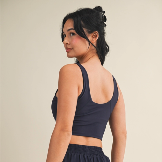 Lucinda Cropped Tank Top: Navy