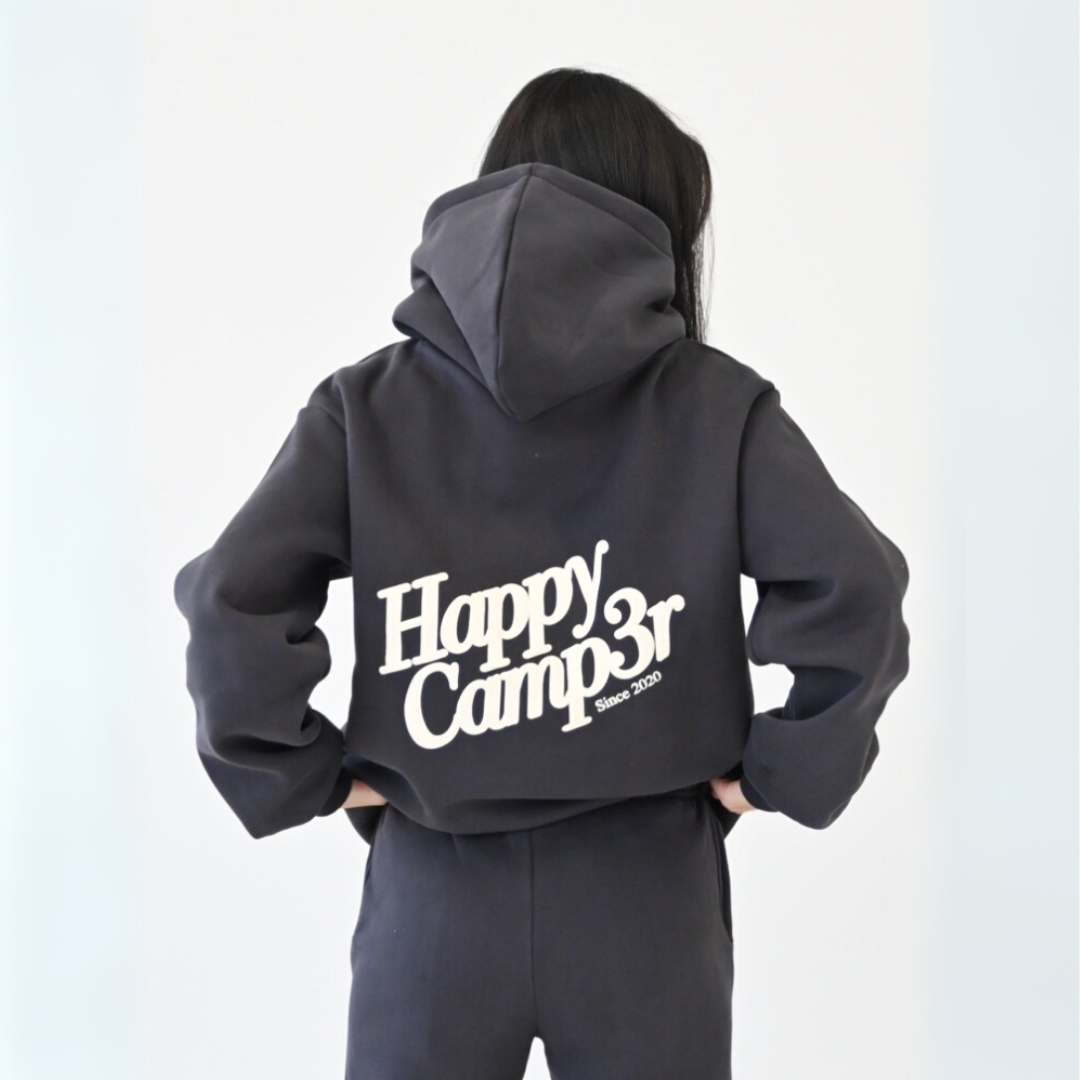 Happy Camp3r - Puff Core Hoodie: Charcoal