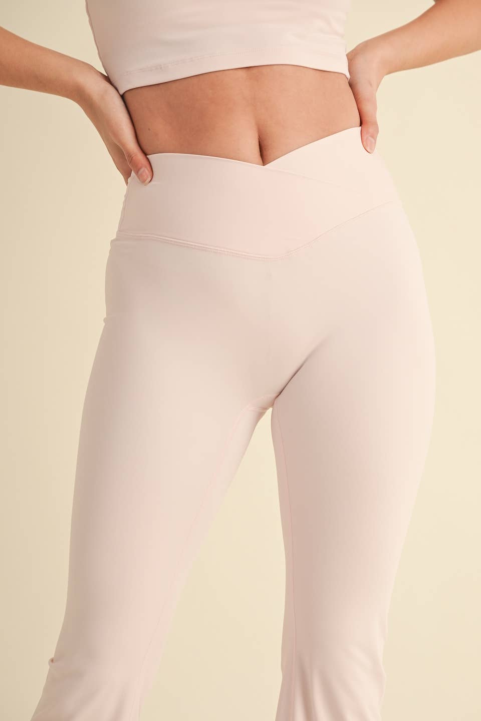 Layla Crossover Yoga Pants: Baby Pink