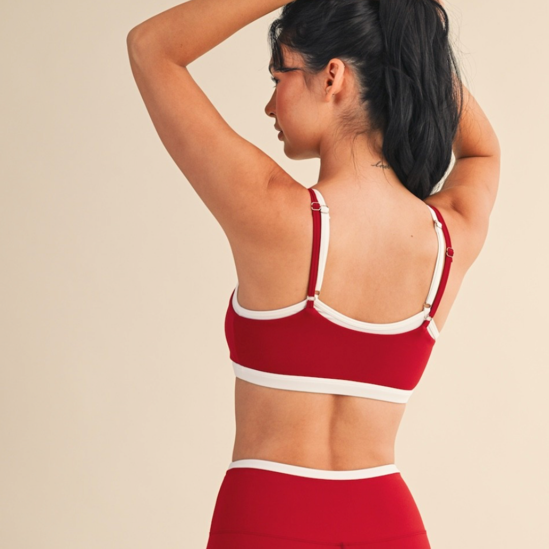 Stacy Layered Sports Bra: Cherry