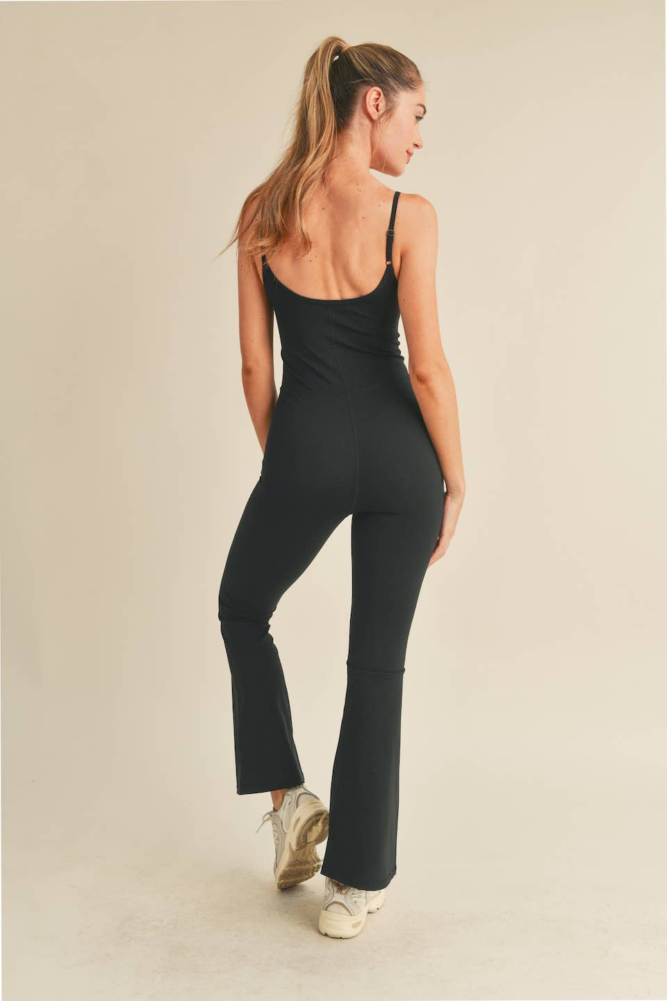 Kimmy Flare Leg Jumpsuit: Black