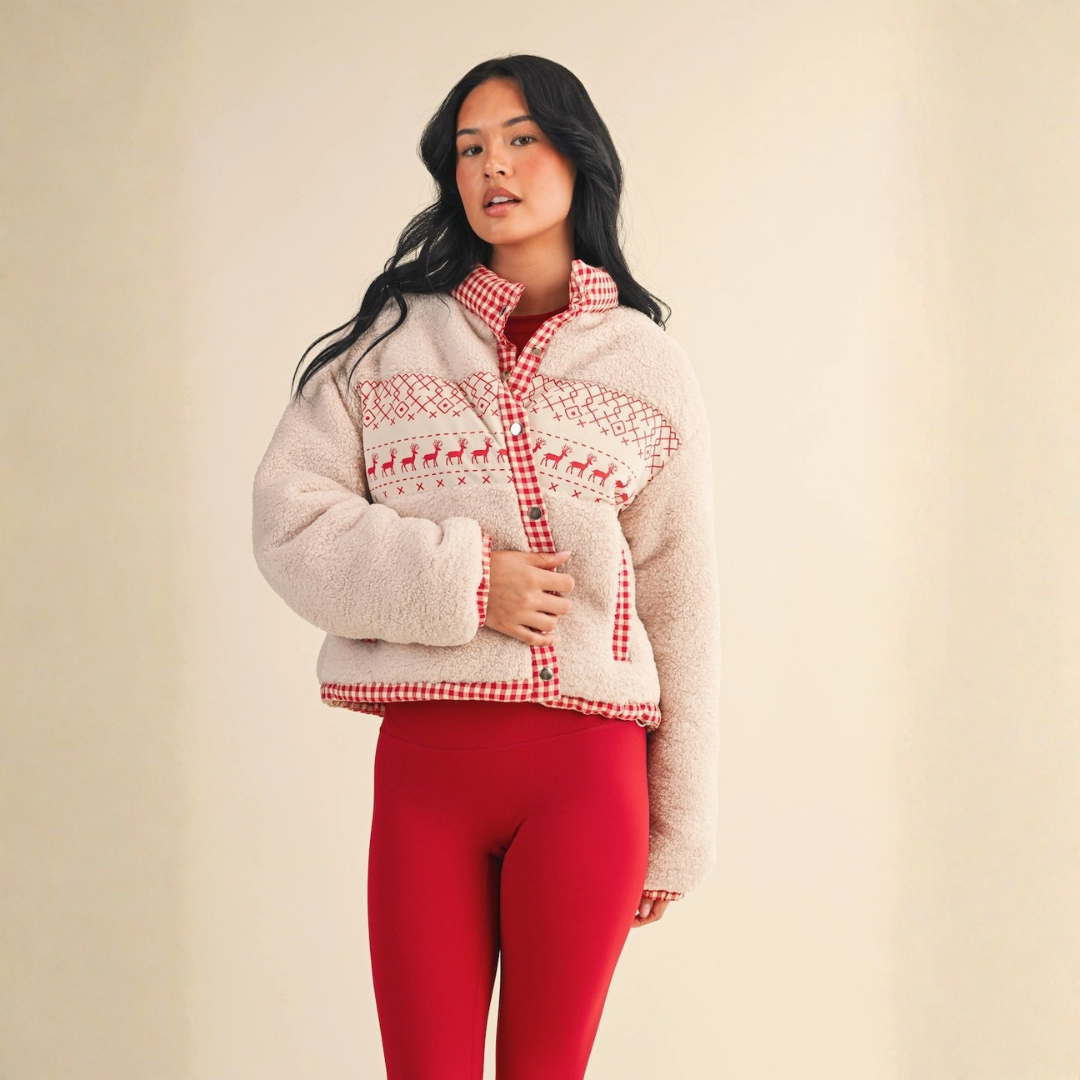 Clarice Reindeer Sherpa Jacket