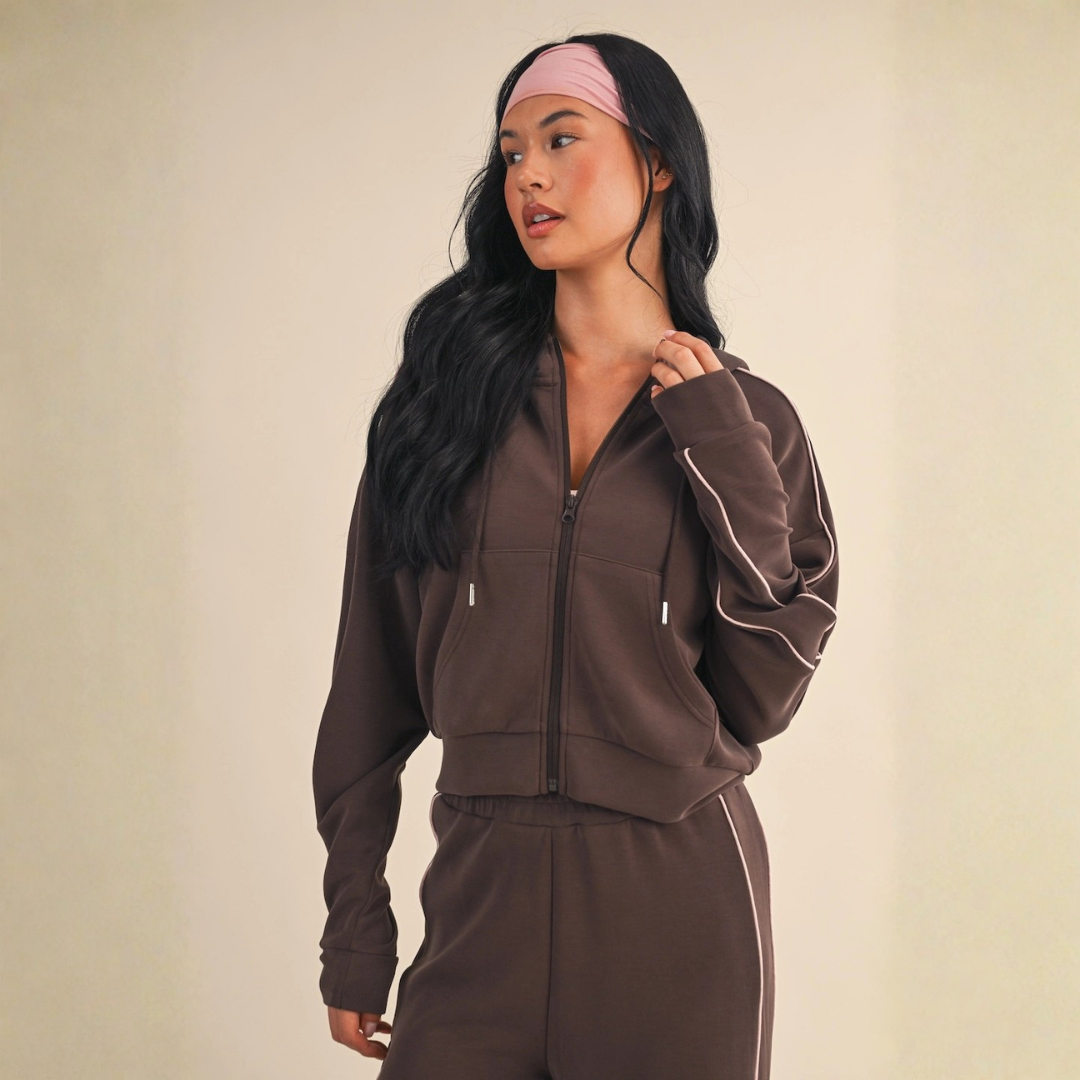 Mila Super Soft Zip Up: Chocolate