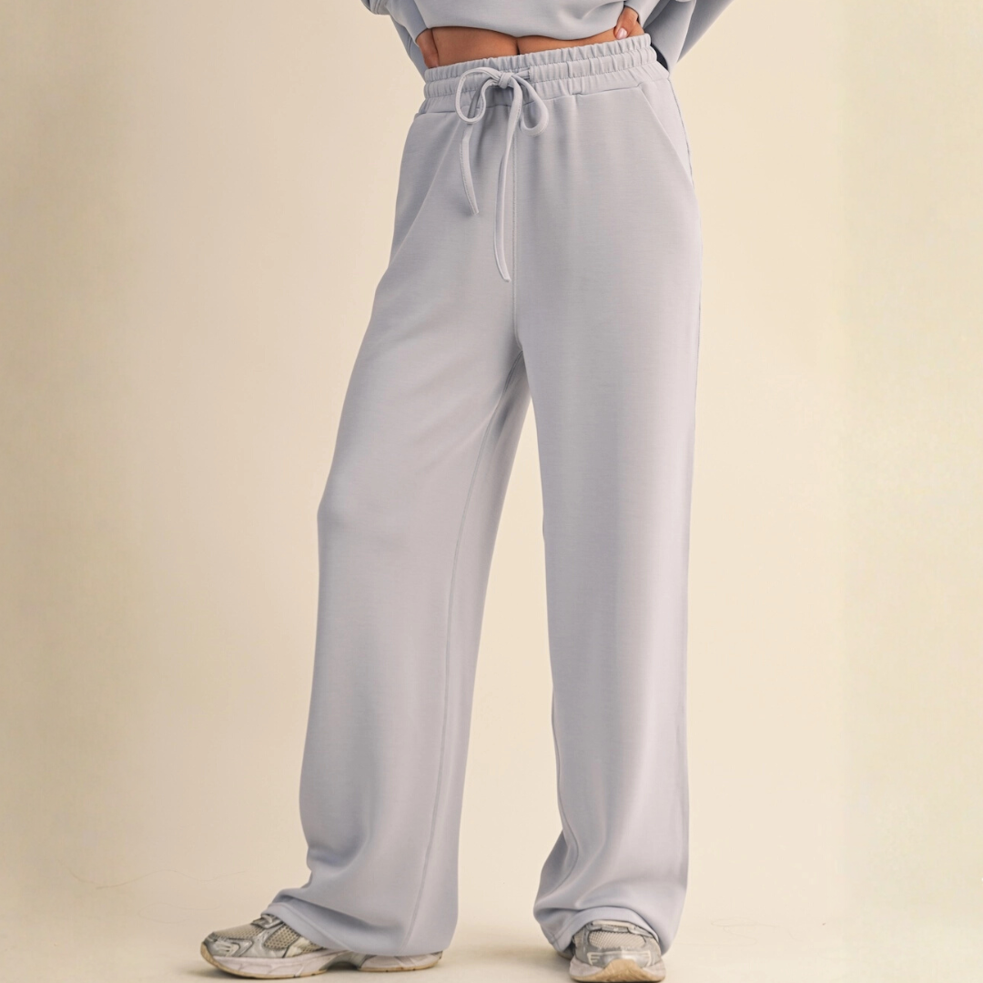 Zada Super Soft Wide Leg Sweats: Dusty Blue – Lilac Blonde