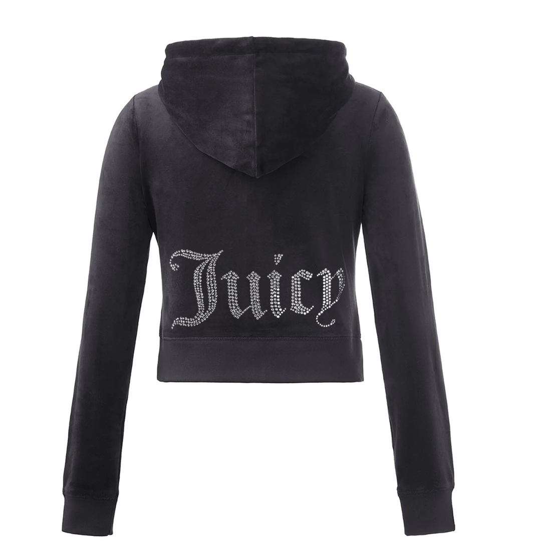 Juicy Couture - OG Big Bling Velour Hoodie: Titanium