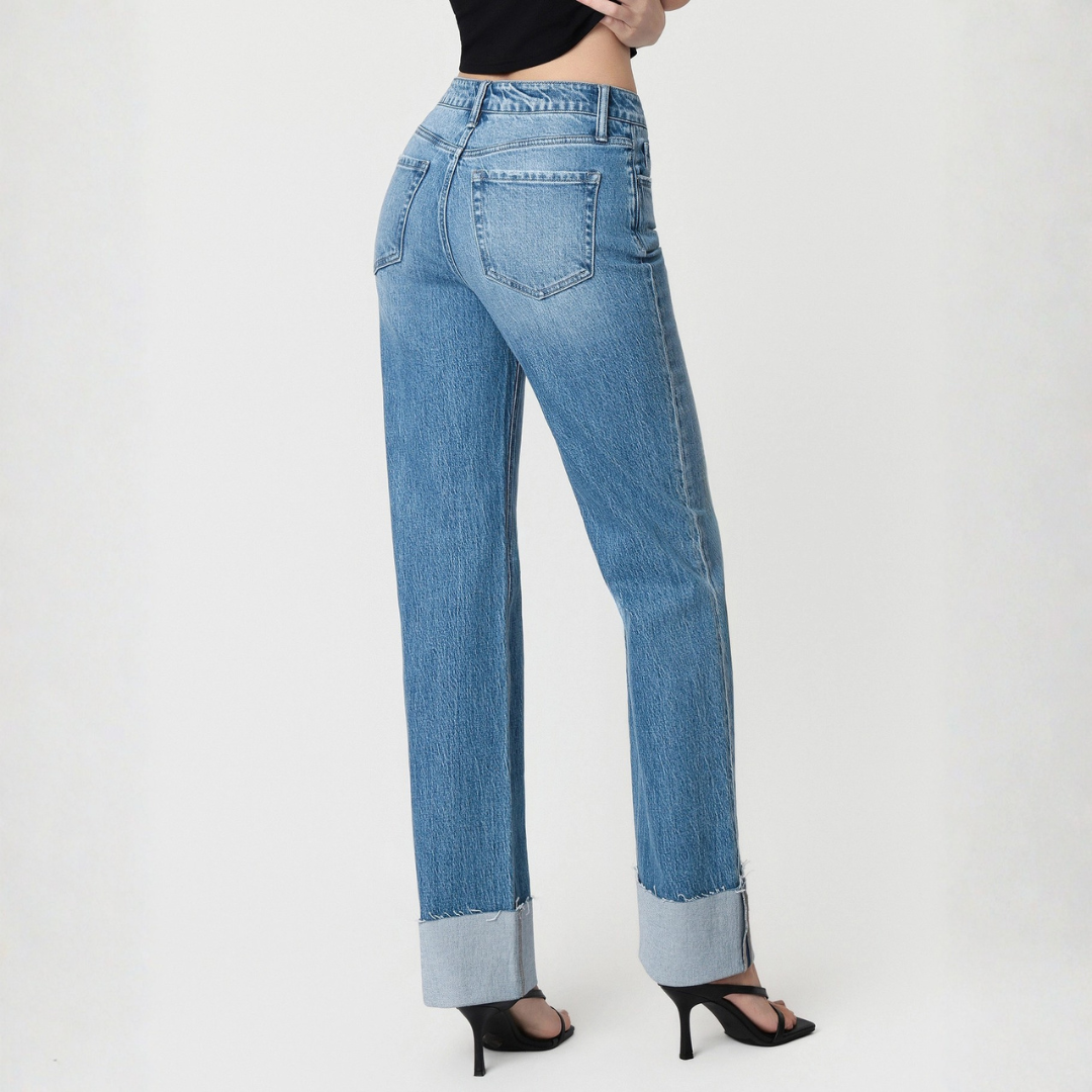 High Rise Cuffed Jeans