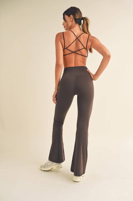 Layla Crossover Yoga Pants - Chocolate