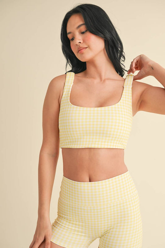 Aria Gingham Top: Lemon Gingham