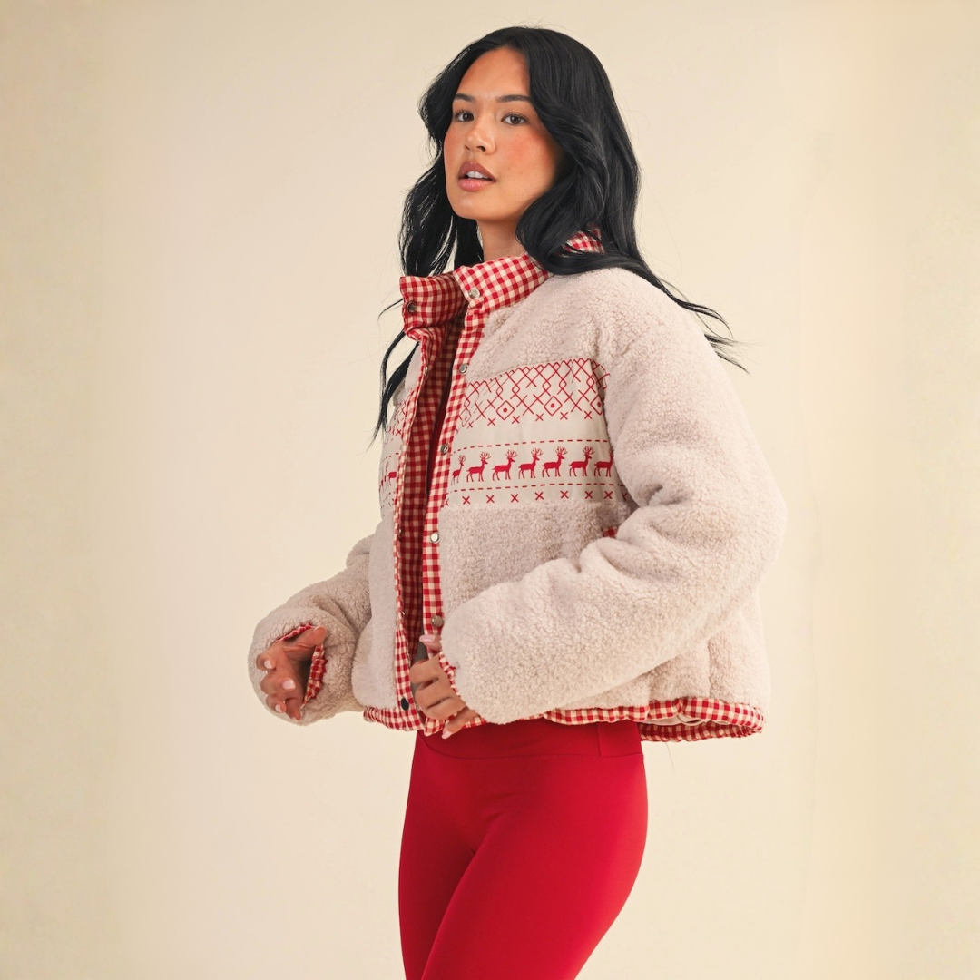 Clarice Reindeer Sherpa Jacket