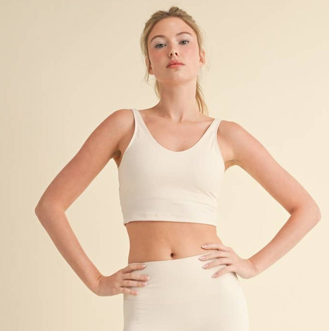 Lucinda Cropped Tank Top: Cream