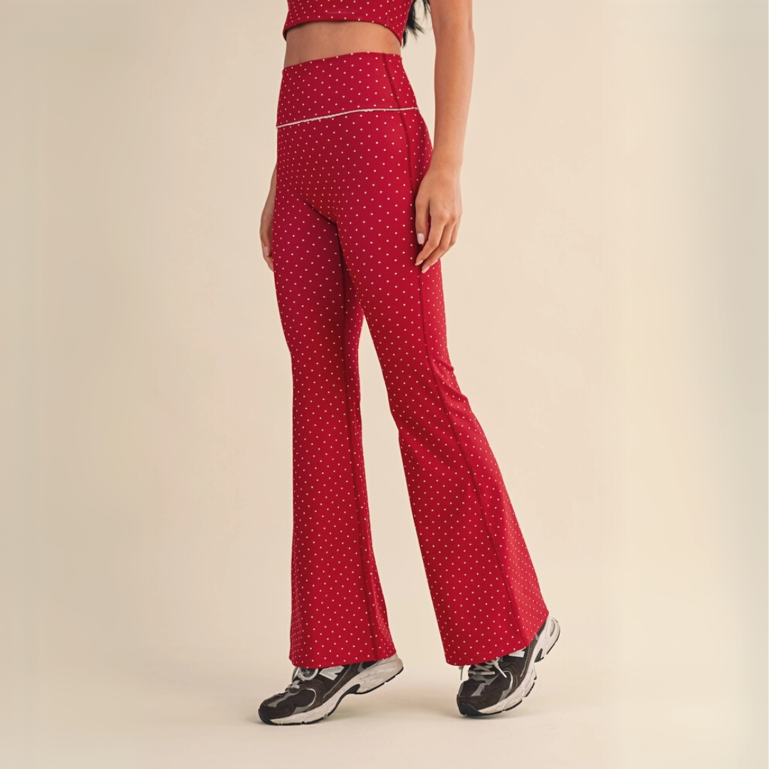 Jalen Polka Dot Yoga Pants: Cherry
