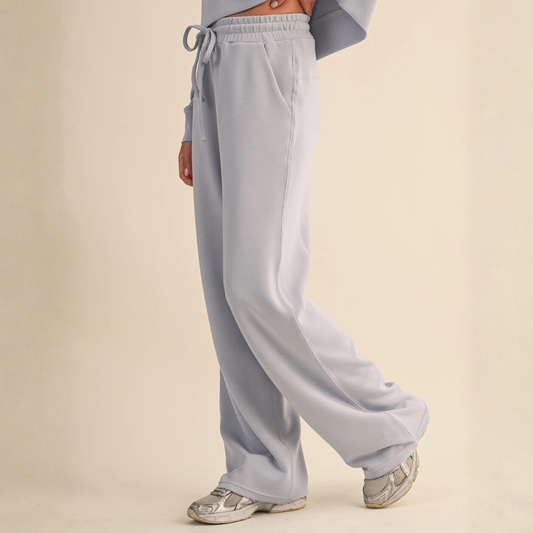 Zada Super Soft Wide Leg Sweats: Dusty Blue