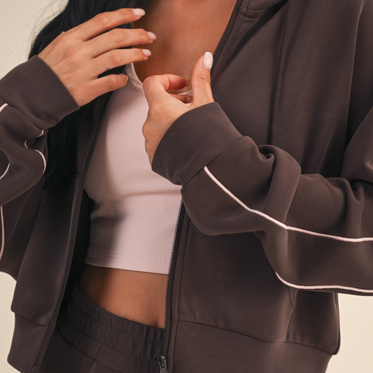 Mila Super Soft Zip Up: Chocolate