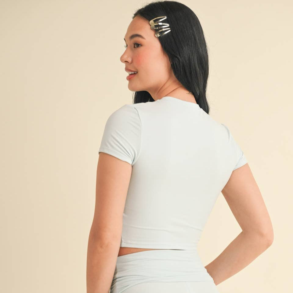 Lydia Soft Knit Tee: Sky Blue