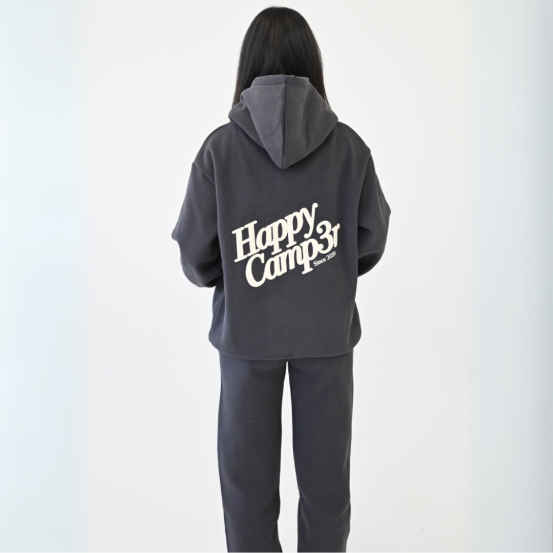 Happy Camp3r - Puff Core Hoodie: Charcoal