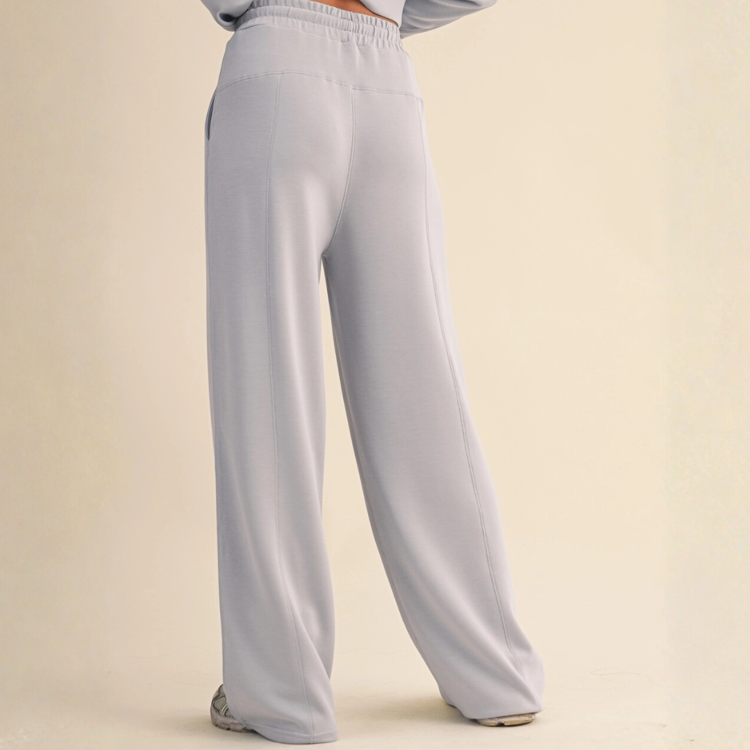 Zada Super Soft Wide Leg Sweats: Dusty Blue