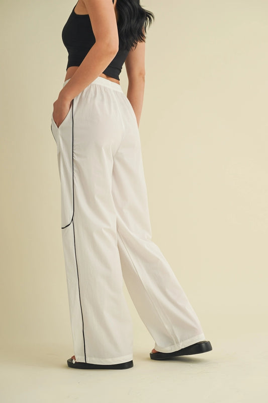 Channing Nylon Track Pants: White
