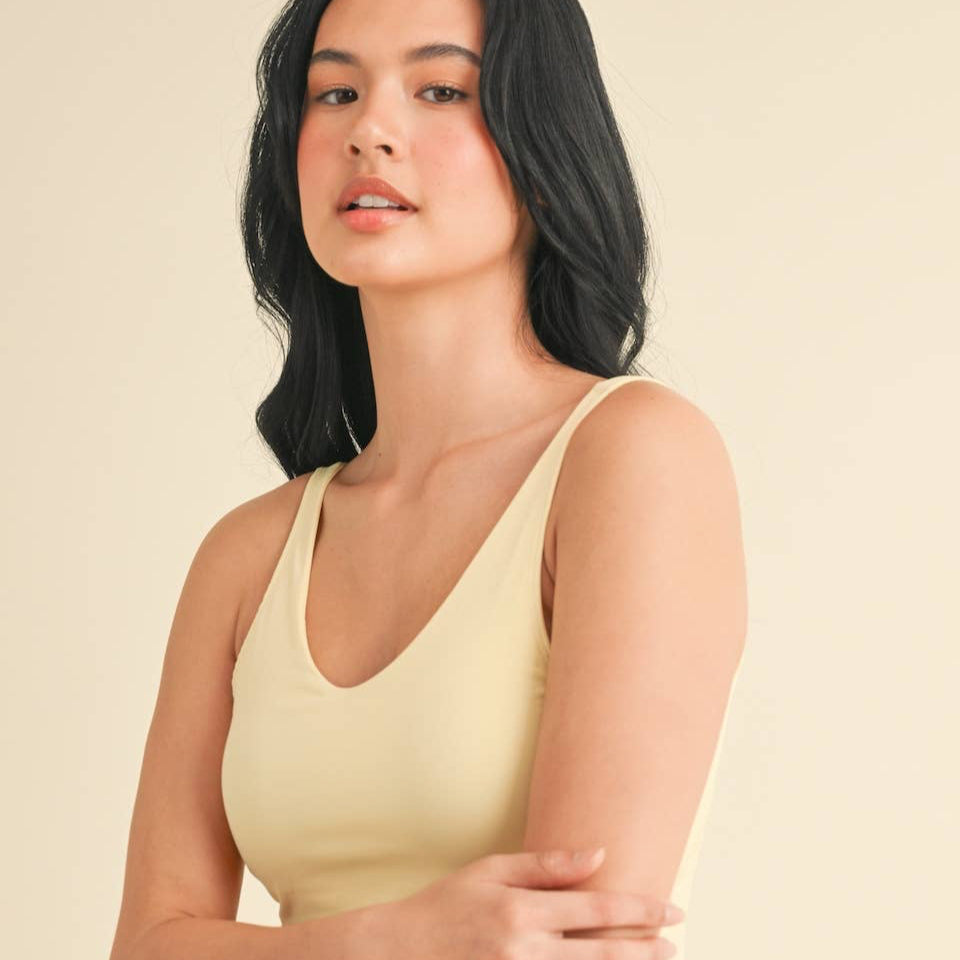 Lucinda Cropped Tank Top: Lemon