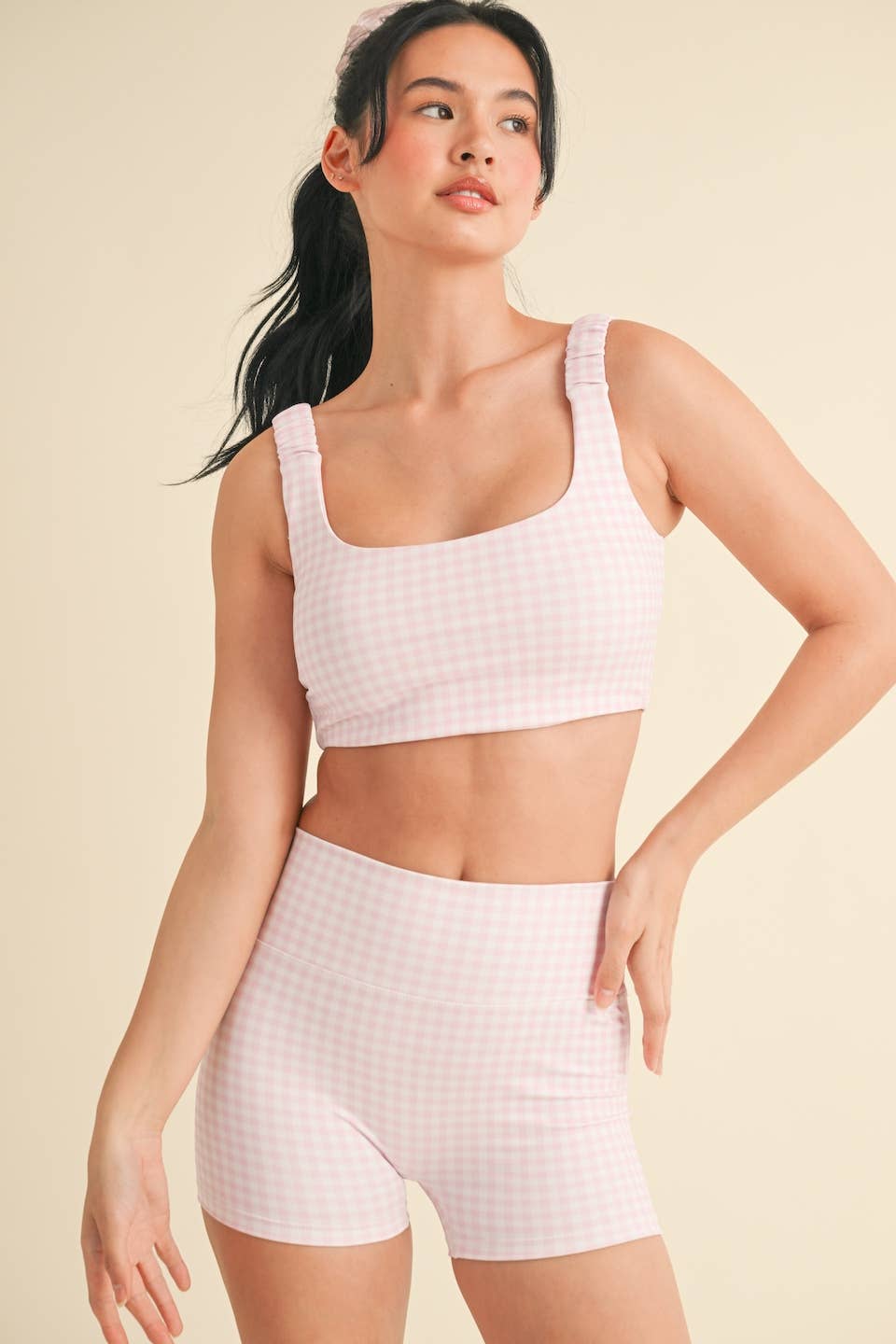 Aria Gingham Top: Pink Gingham