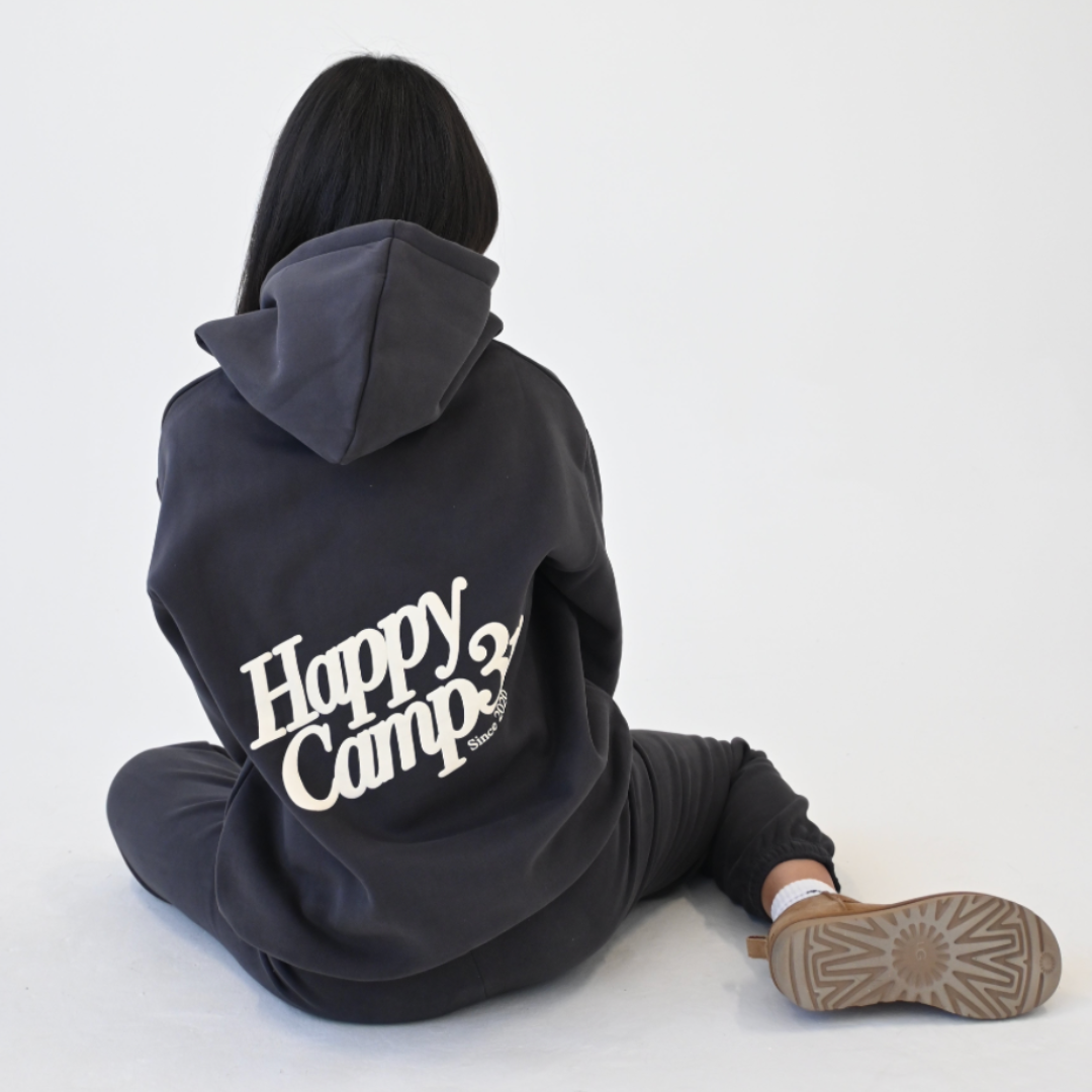 Happy Camp3r - Puff Core Hoodie: Charcoal