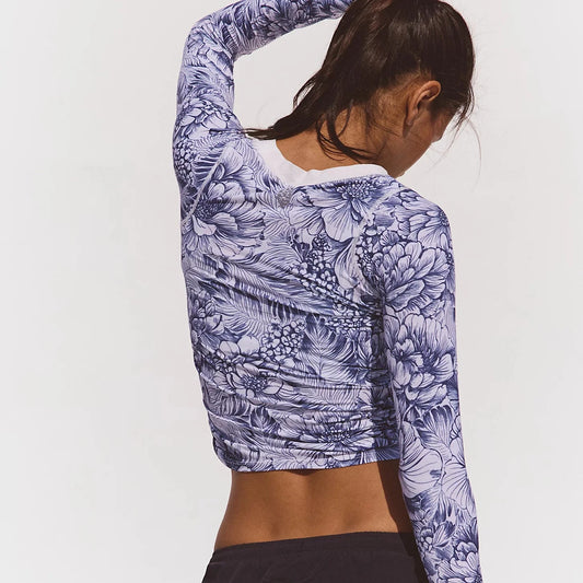 FP Movement - Tempo Ruched Printed Long Sleeve: Blue