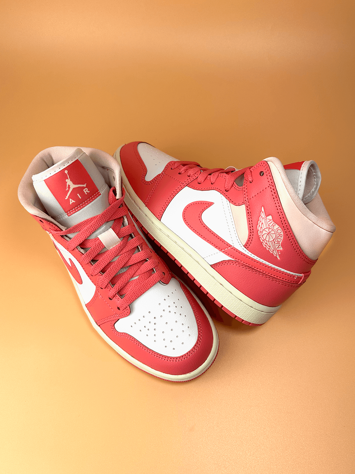 Cream and red jordans sales