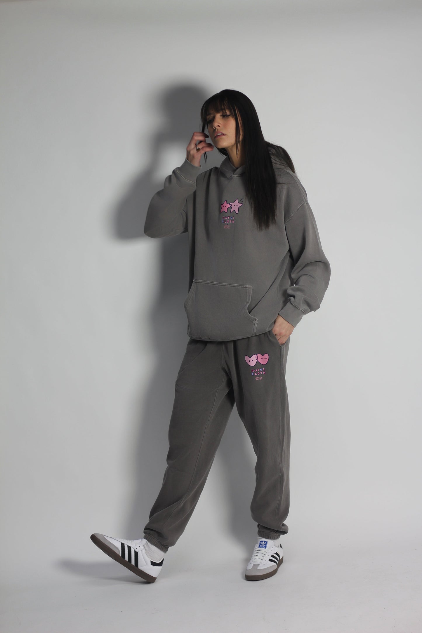 Faded Ash Heart Sweats X Emily Ramai Kim