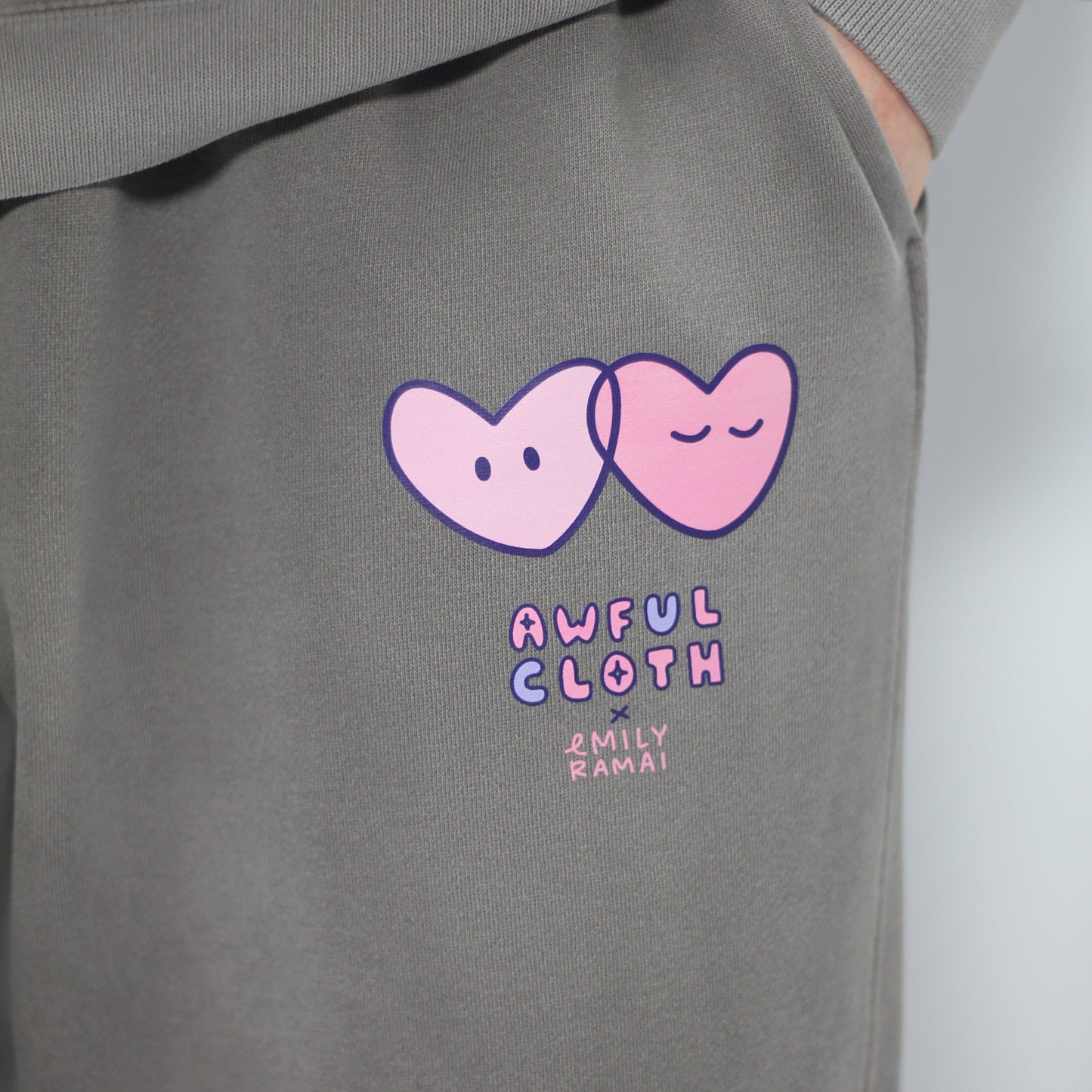 Faded Ash Heart Sweats X Emily Ramai Kim