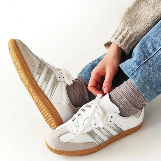 adidas Samba White Silver Metallic Grey Women's