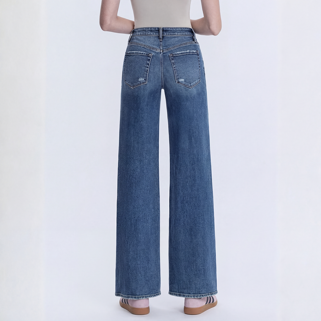 Kelly High Rise Distressed Wide Leg